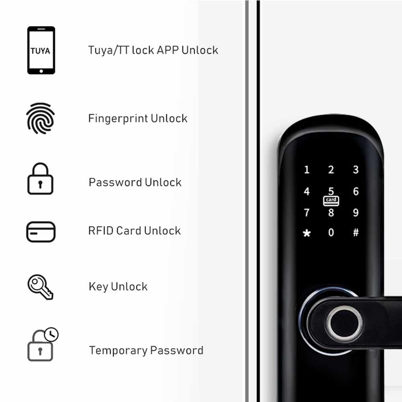 Cerradura de puerta digital de la huella dactilar de la cerradura de Tuya Wifi de la seguridad inteligente elegante casera del App