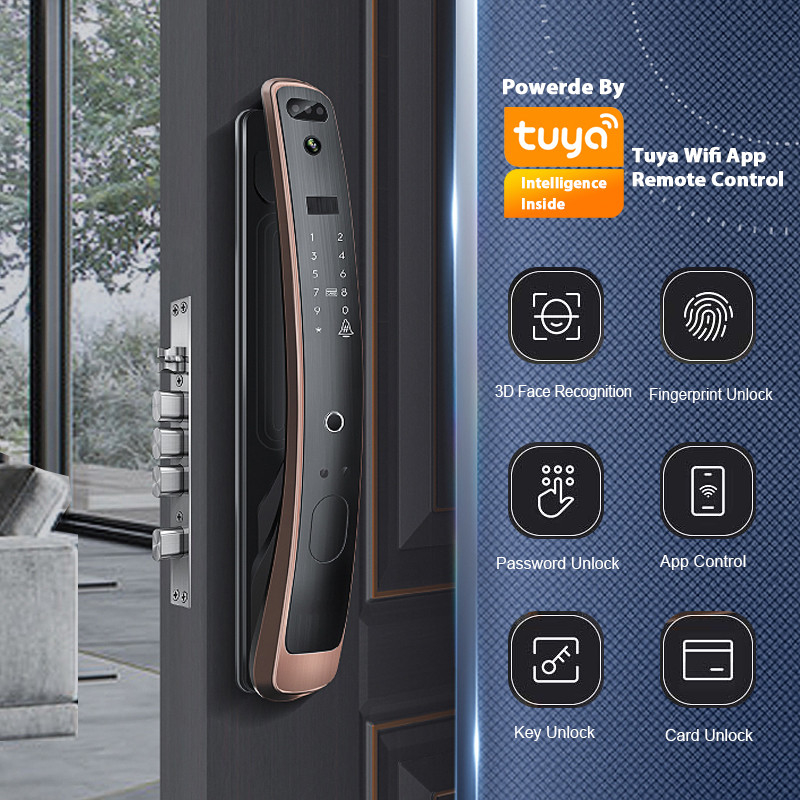 Cerradura de puerta elegante del reconocimiento de cara del control de acceso de la cerradura 3D de Wifi Tuya