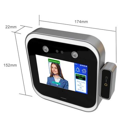 Control de acceso sin contacto del termómetro de la alarma RFID de 4,3 pulgadas