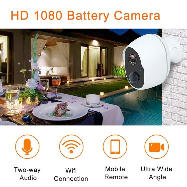 Prenda impermeable 2MP recargable interior al aire libre 5V 2A Mini WiFi Cam