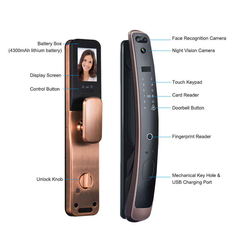 control de acceso elegante del App de Tuya de la cerradura de puerta del reconocimiento de cara de 3D Digitaces