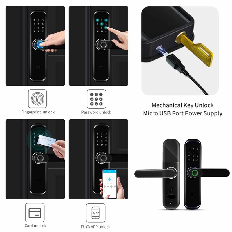 Smart Home sin llave Tuya APP Wifi de la cerradura de puerta del telclado numérico biométrico de la huella dactilar