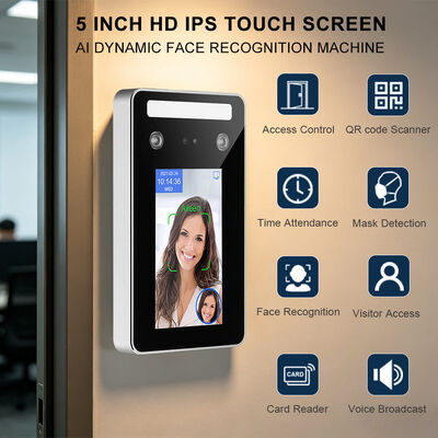 Terminal de reconocimiento facial dinámico de IA impermeable con reconocimiento de tarjetas RFID Software libre APP móvil