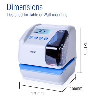 Máquina de sellado de tiempo SEIKO TP-50 Registradora de tiempo de documentos con comunicación USB, respaldo de memoria durante cortes de energía e impresión de tiempo desplazado