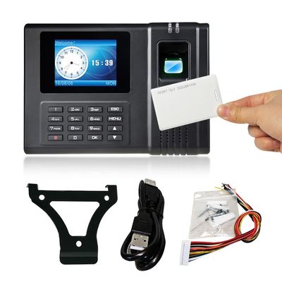 Reloj de tiempo LCD control de acceso biométrico de la huella dactilar de 2,4 pulgadas