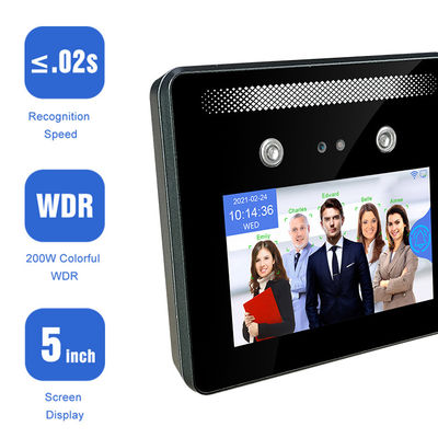 Grabación del tiempo de Biomtric de la máquina de la atención del reconocimiento de cara de 5 pulgadas